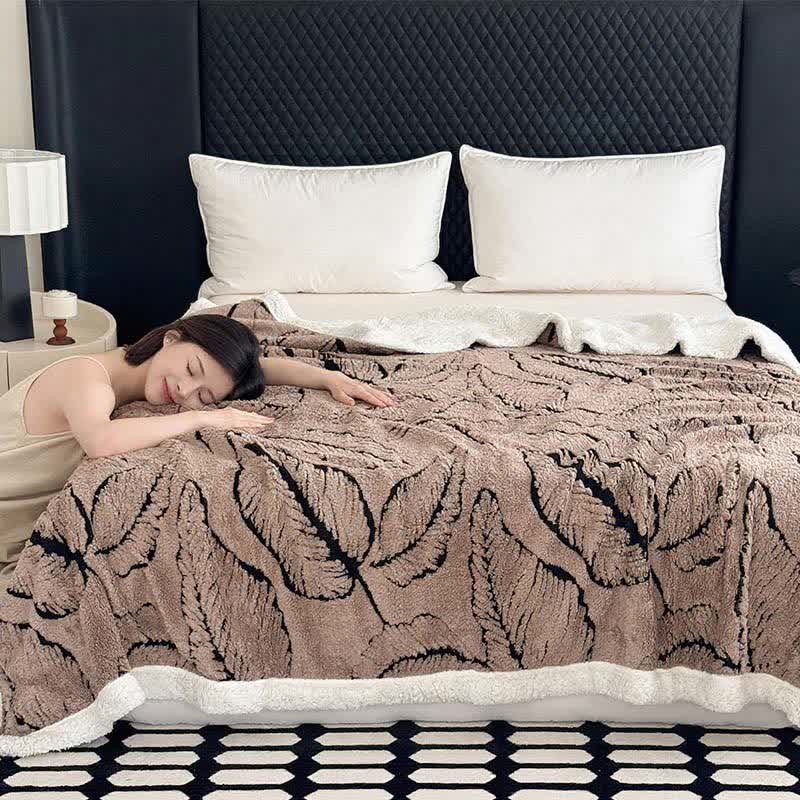 Large Leaf Jacquard Plush Blanket - image 18