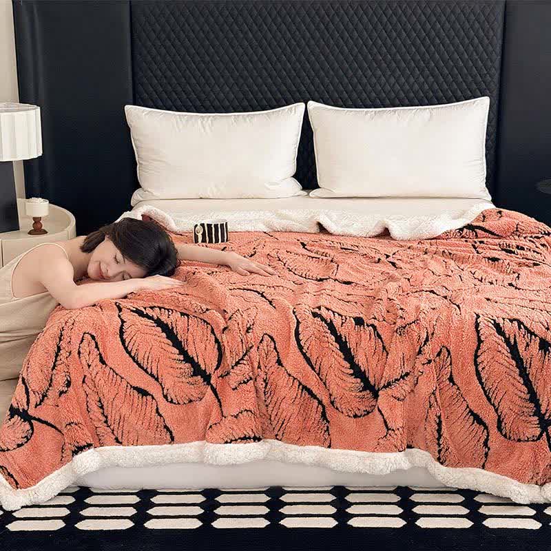 Large Leaf Jacquard Plush Blanket - image 15