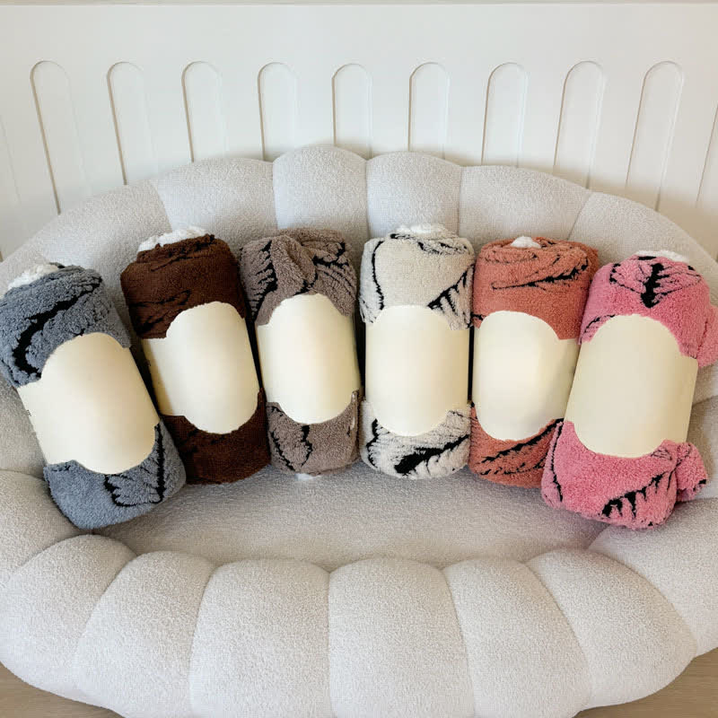 Large Leaf Jacquard Plush Blanket - image 1