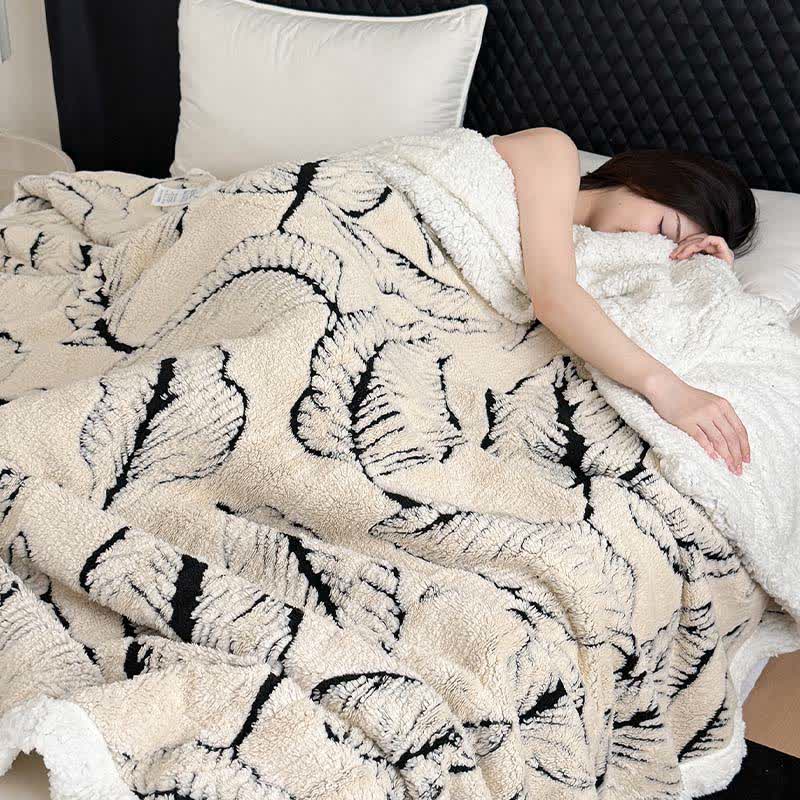 Large Leaf Jacquard Plush Blanket - image 5