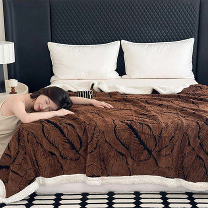 Large Leaf Jacquard Plush Blanket - image 13