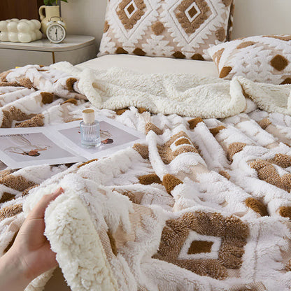 Bohemian Style Jacquard Sherpa Throw Blanket - image 4