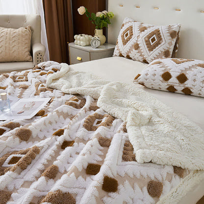 Bohemian Style Jacquard Sherpa Throw Blanket - image 3