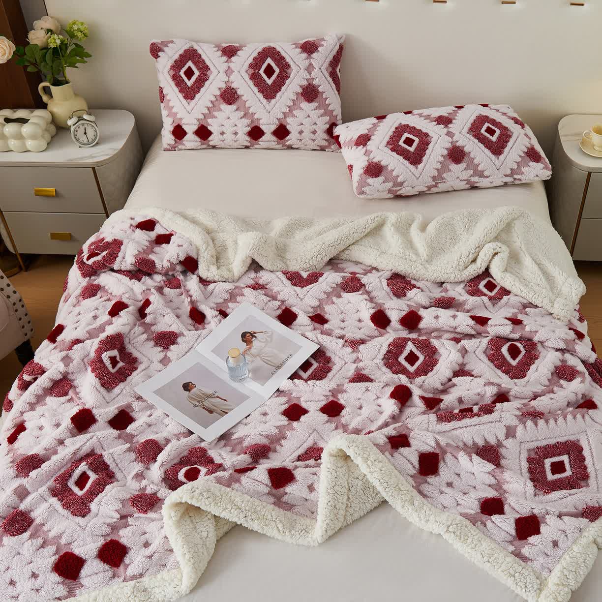 Bohemian Style Jacquard Sherpa Throw Blanket - image 10