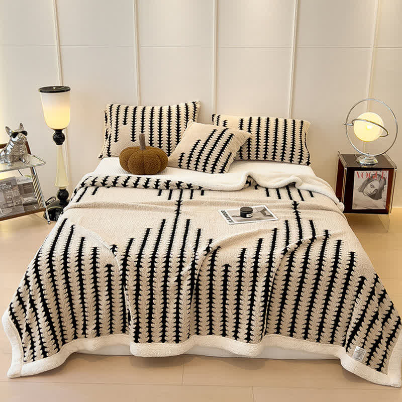 Geometric Print Jacquard Throw Blanket - Khaki - Queen - image 21