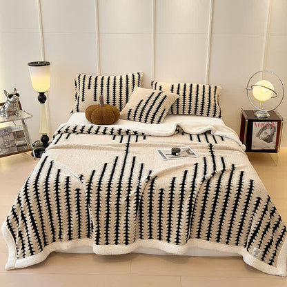 Geometric Print Jacquard Throw Blanket - Khaki - Queen - image 21