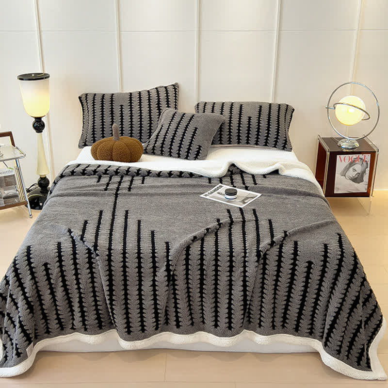 Geometric Print Jacquard Throw Blanket - Dark Grey - Queen - image 11