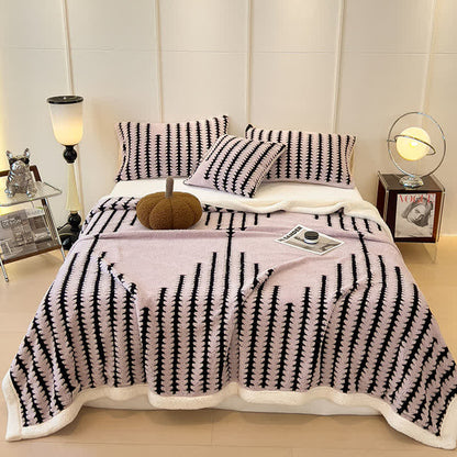 Geometric Print Jacquard Throw Blanket - Light Pink - Queen - image 23