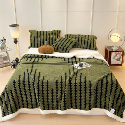 Geometric Print Jacquard Throw Blanket - Green - Queen - image 15