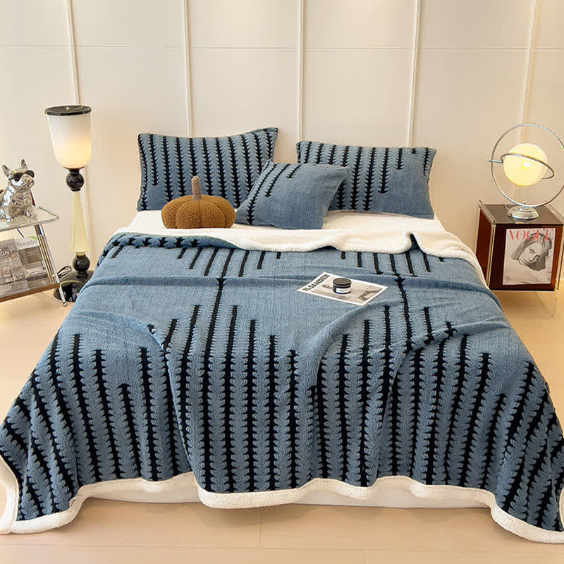 Geometric Print Jacquard Throw Blanket - Royal Blue - Queen - image 19