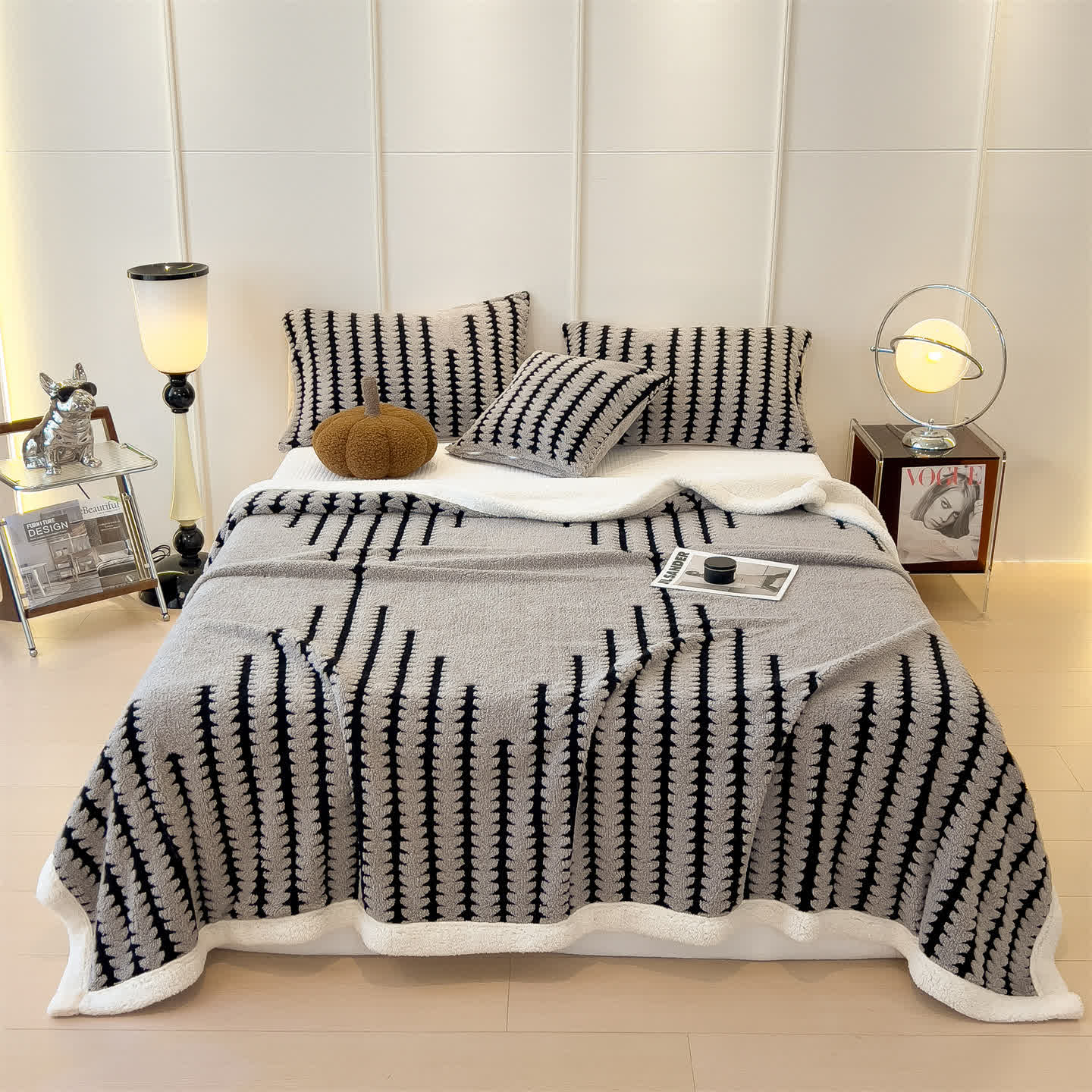 Geometric Print Jacquard Throw Blanket - Light Gray - Queen - image 0