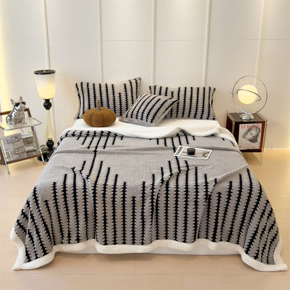 Geometric Print Jacquard Throw Blanket - Light Gray - Queen - image 0