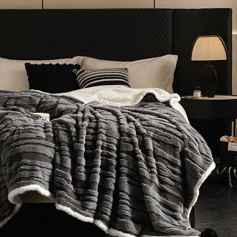 Textured Striped Jacquard Throw Blanket - image 1