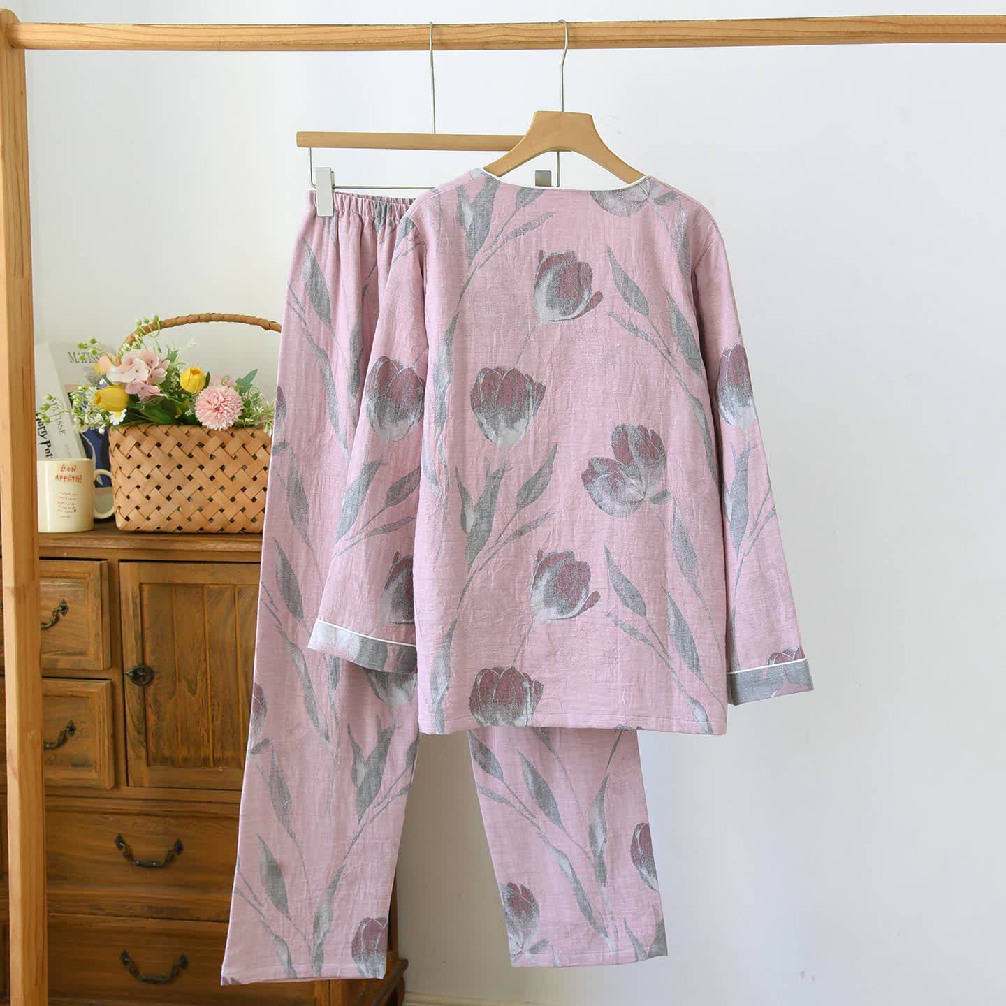 Tulip Cotton Gauze Jacquard Loungewear Set - image 5