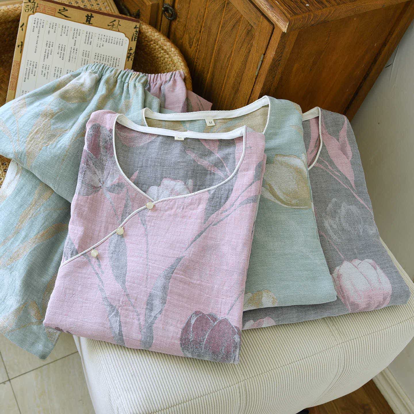 Tulip Cotton Gauze Jacquard Loungewear Set - image 2