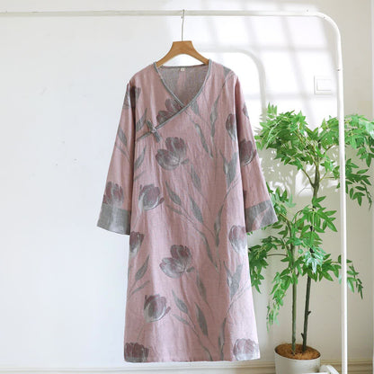 Tulip Natural Cotton Gauze Jacquard Nightdress - Pink - XL - image 5
