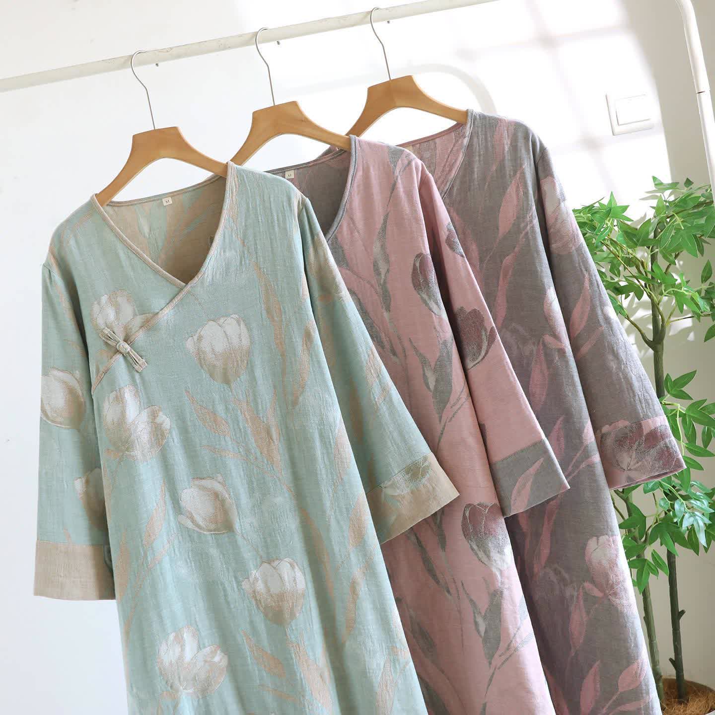 Tulip Natural Cotton Gauze Jacquard Nightdress - image 3