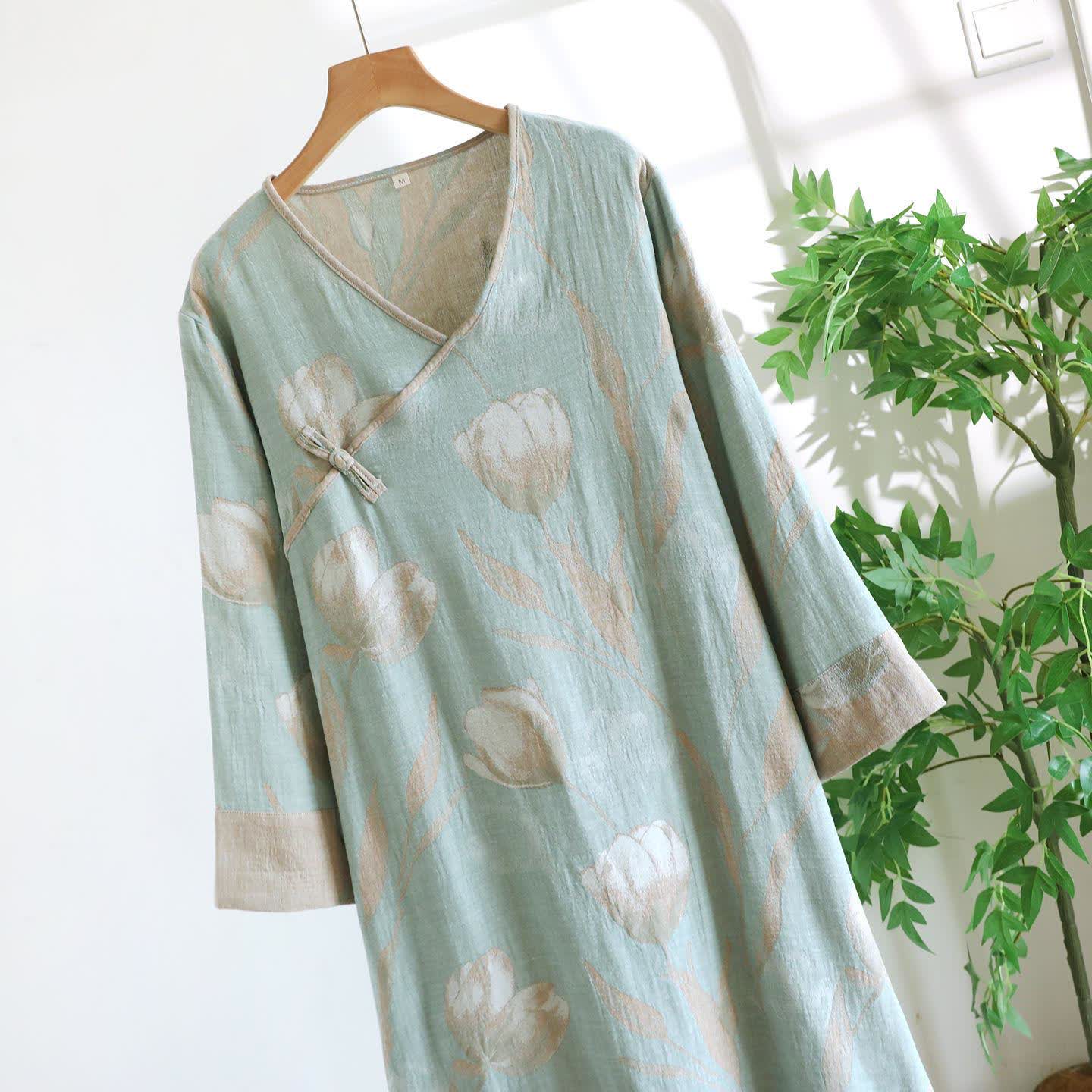 Tulip Natural Cotton Gauze Jacquard Nightdress - image 8