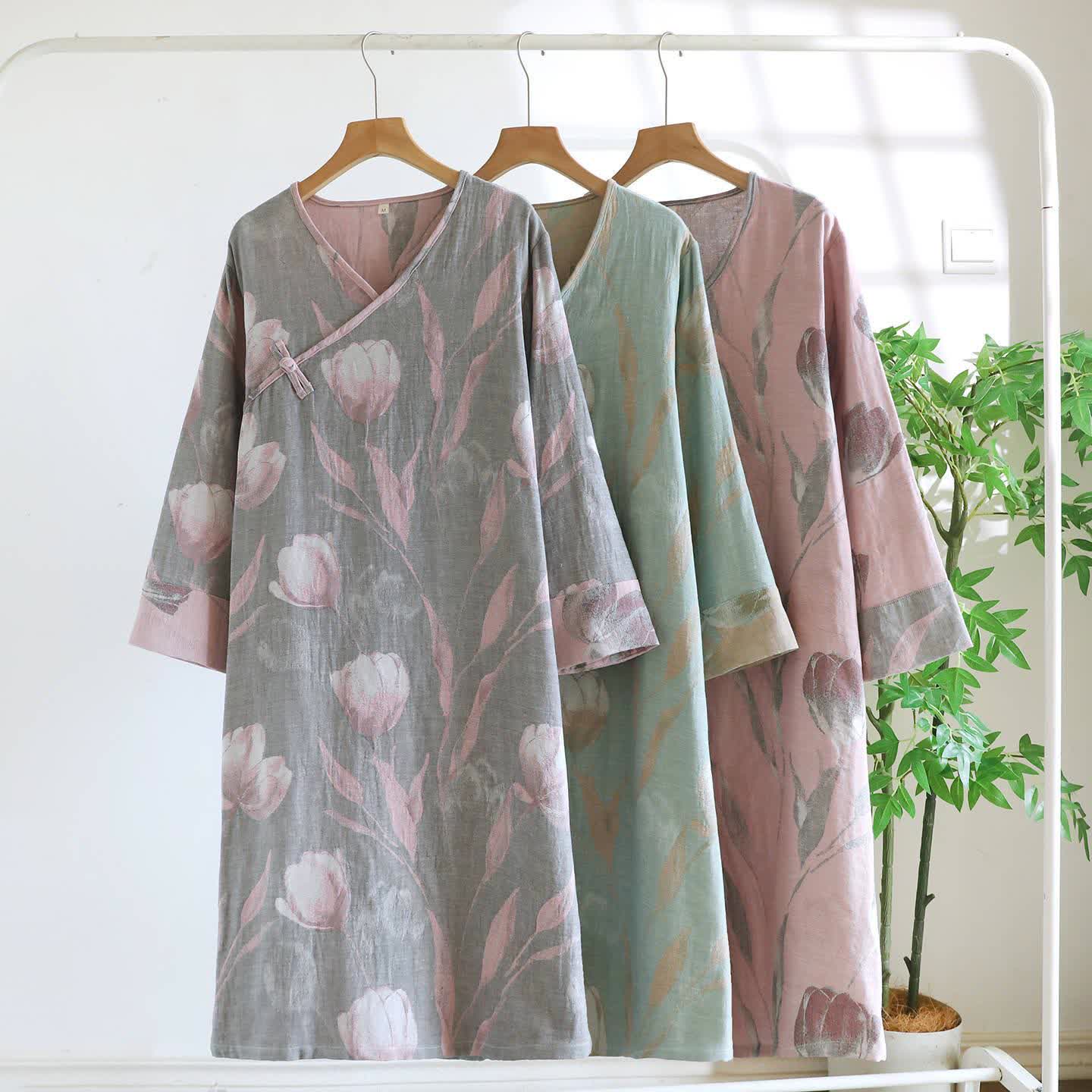 Tulip Natural Cotton Gauze Jacquard Nightdress - image 2