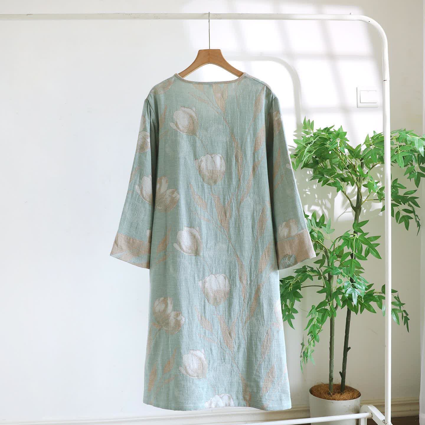 Tulip Natural Cotton Gauze Jacquard Nightdress - image 7