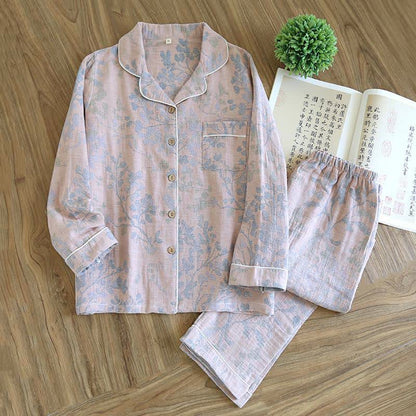Elegant Floral Organic Cotton Loungewear Set - Pink - XXL - image 16