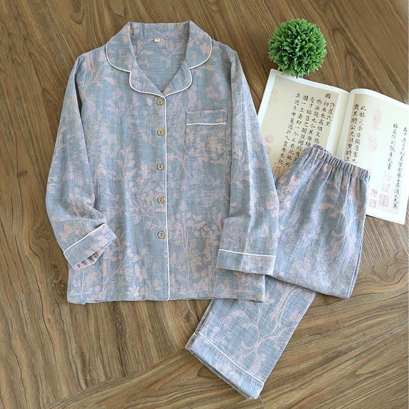 Elegant Floral Organic Cotton Loungewear Set - Grey - XXL - image 15