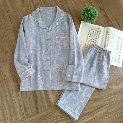 Elegant Floral Organic Cotton Loungewear Set - Grey - XXL - image 15
