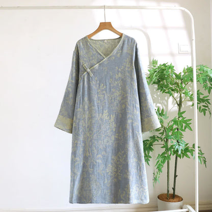 Elegant Floral Organic Cotton Nightdress - Green - XL - image 3