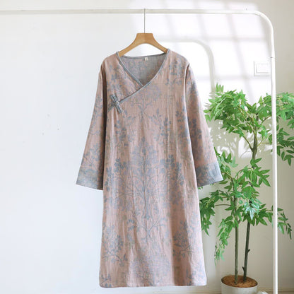 Elegant Floral Organic Cotton Nightdress - Pink - XL - image 12