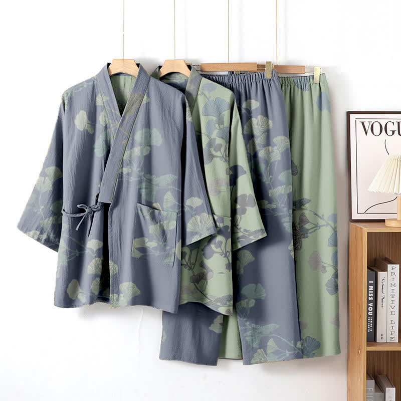 Ginkgo Leaf Organic Cotton Kimono Loungewear - image 10