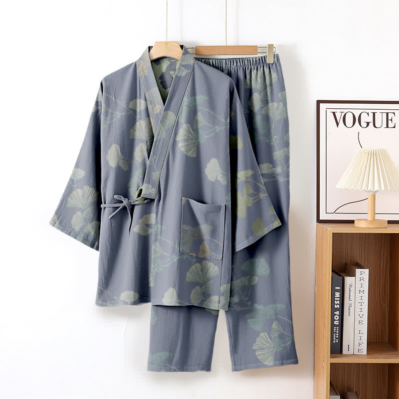 Ginkgo Leaf Organic Cotton Kimono Loungewear - image 14