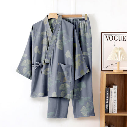 Ginkgo Leaf Organic Cotton Kimono Loungewear - image 14
