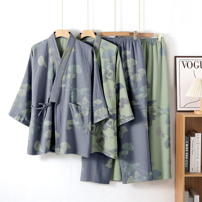 Ginkgo Leaf Organic Cotton Kimono Loungewear - image 0