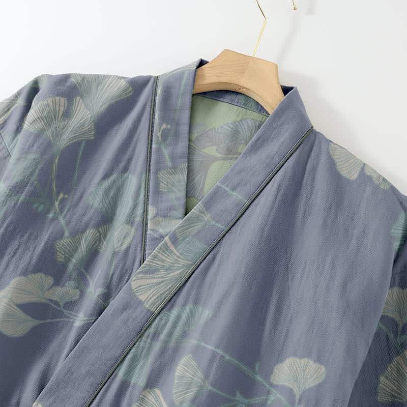 Ginkgo Leaf Organic Cotton Kimono Loungewear - image 15