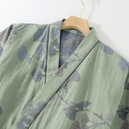 Ginkgo Leaf Organic Cotton Kimono Loungewear - image 12
