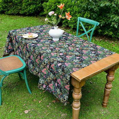 Retro Floral Branch Scalloped Edge Tablecloth - image 2