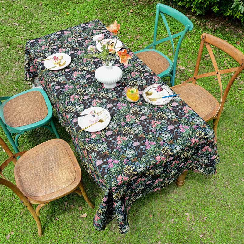 Retro Floral Branch Scalloped Edge Tablecloth - image 4