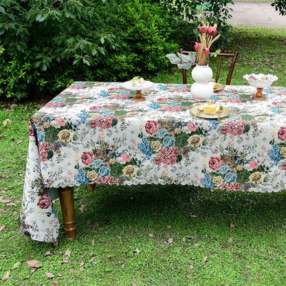 Colorful Rose Scalloped Edge Tablecloth - 55" x 102" - image 0