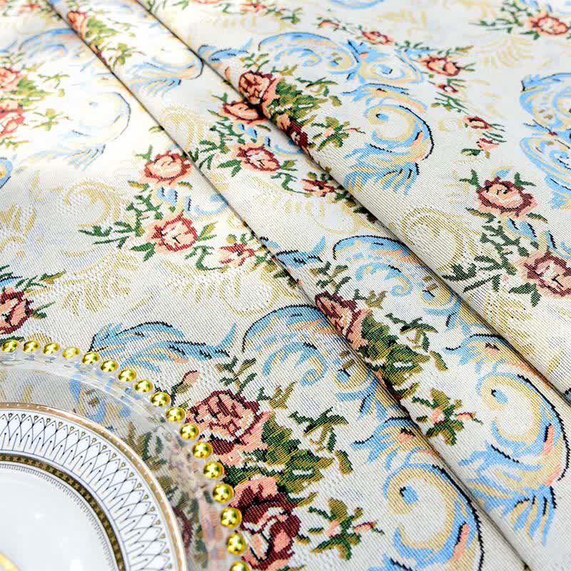 Elegant Floral Scalloped Edge Tablecloth - image 5