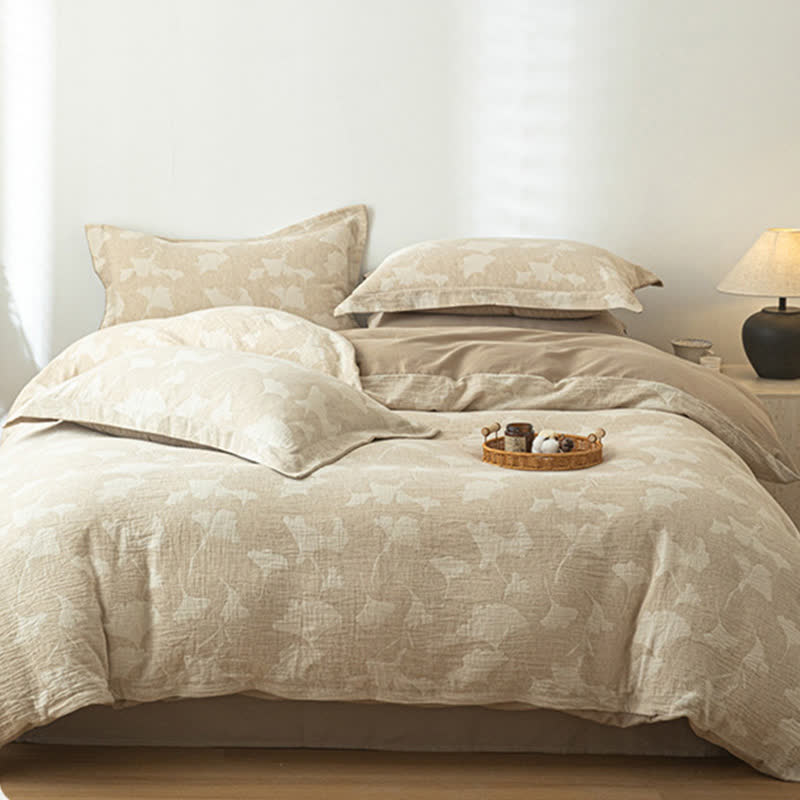 Ginkgo Jacquard Cotton Linen Bedding Set - image 1