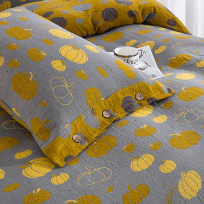 Button Pumpkin Cotton Gauze Bedding Set (4PCS) - image 4