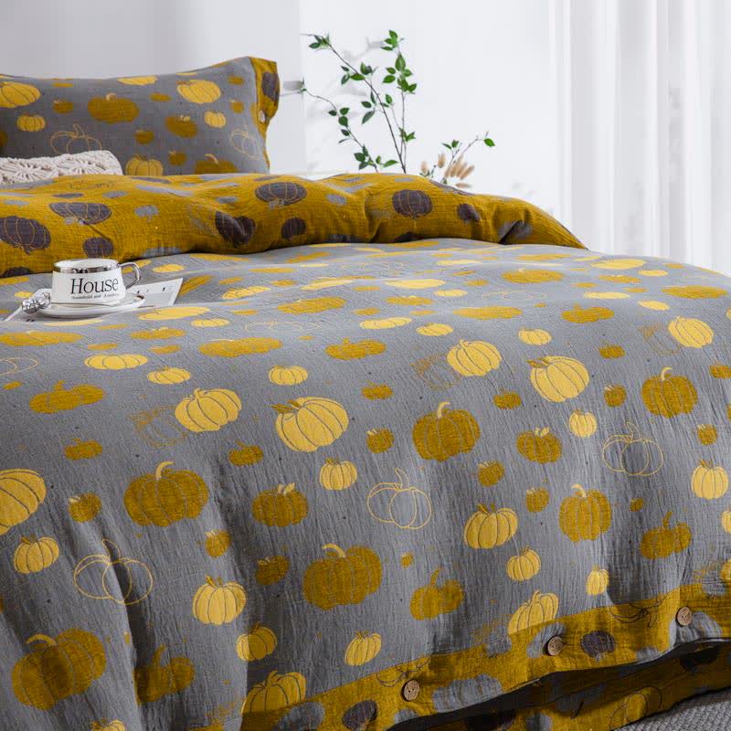 Button Pumpkin Cotton Gauze Bedding Set (4PCS) - image 2