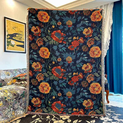 Retro Yellow Floral Sofa Throw Blanket - image 4