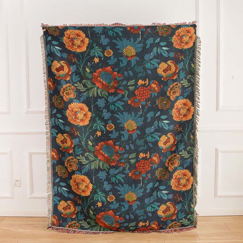Retro Yellow Floral Sofa Throw Blanket - image 5