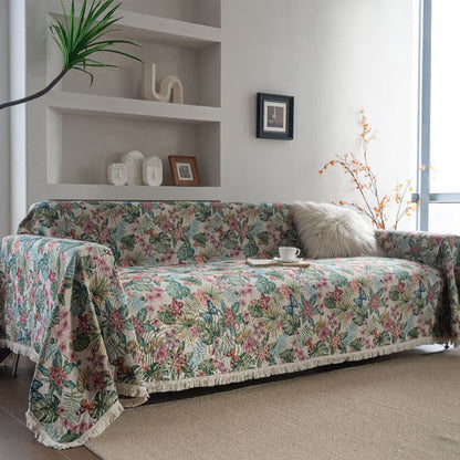 Tropical Monstera Butterfly Sofa Throw Blanket - image 2