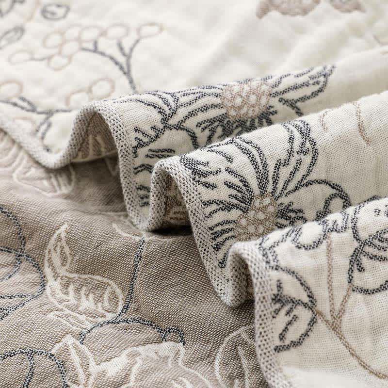 Pastel Floral Cotton Gauze Tassel Quilt - image 3