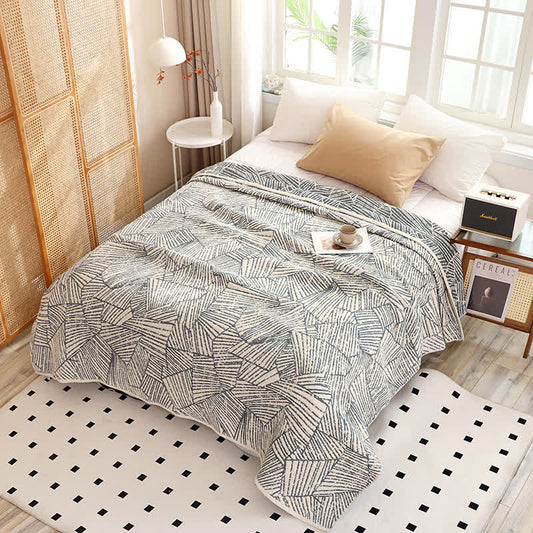 Modern Striped Muslin Cotton Gauze Quilt - Queen - image 0