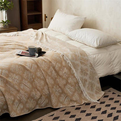 Retro Pattern Reversible Cotton Tassel Quilt - image 5