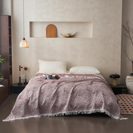 Tree-inspired Reversible Cotton Tassel Quilt - image 0