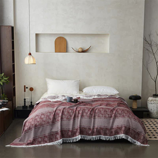 Modern Jacquard Reversible Cotton Tassel Quilt - image 0